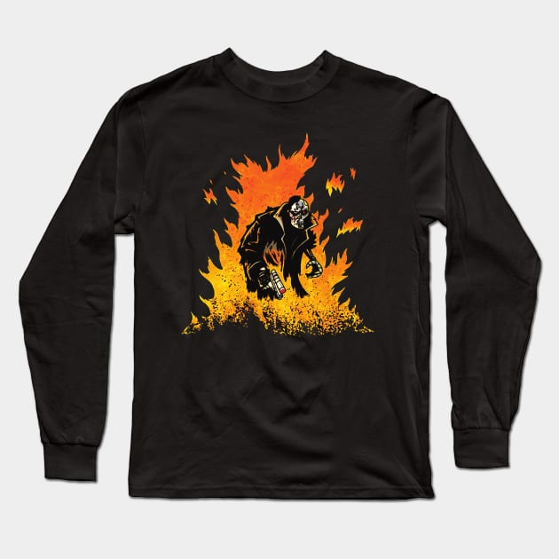 skull flames Long Sleeve T-Shirt by idontwannawait